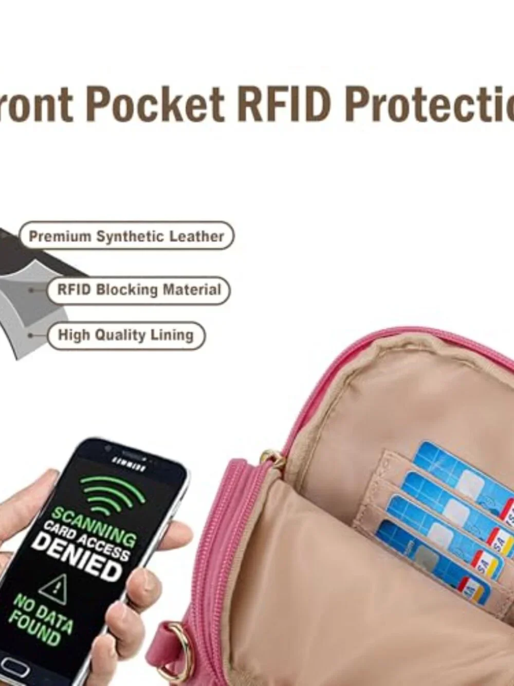 Small Anti Theft Crossbody Bag for Women Faux Leather Sling Purse RFID Blocking